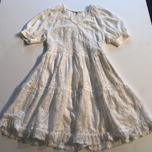 Maje Revery Lace Fit FlareEyelet Embroidered Dress - Picture 2 of 8